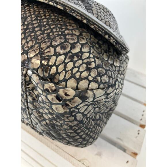 BRIGHTON, LARGE METALIC ANIMAL PRINT SHOULDER BAG WITH CHARM - Picture 9 of 16